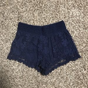 Navy Lace Shorts